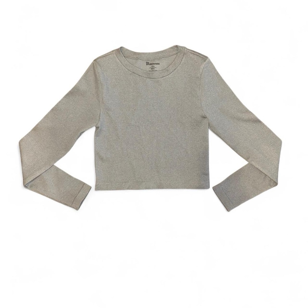 No Boundaries grey long sleeve crop top Size
